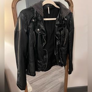 Vegan leather cropped jacket